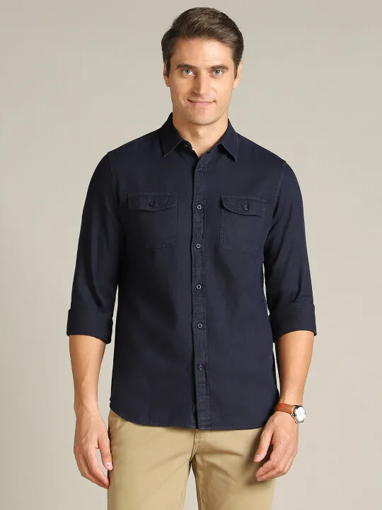 Buy Dockers Men Solid Blue Classic Fit Shirt Dockers® India