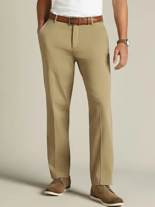 Buy Men Beige City Tech Straight Fit Trousers Dockers® India