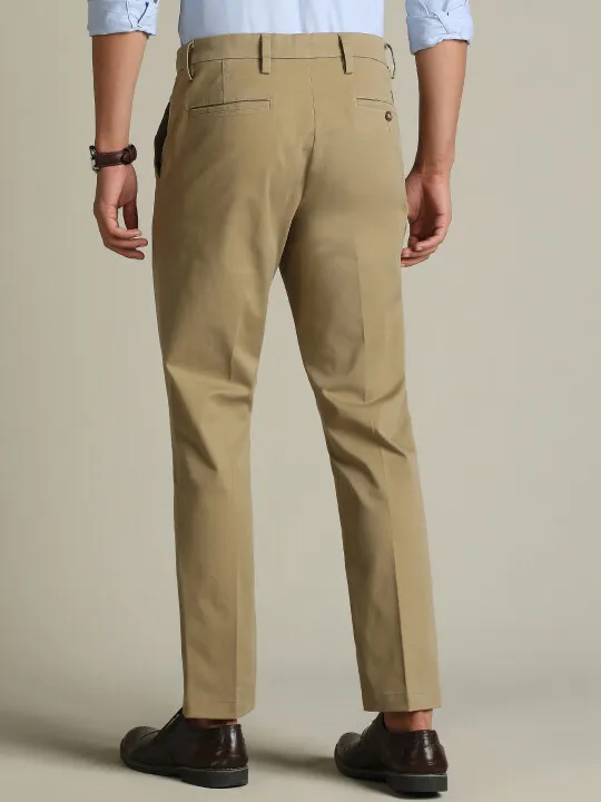 Slim Black Khaki Pants Men Flat-Front Slim Fit Trousers