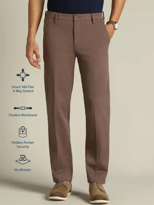 Buy Men Brown Workday Khaki Straight Fit Trousers | Dockers® India