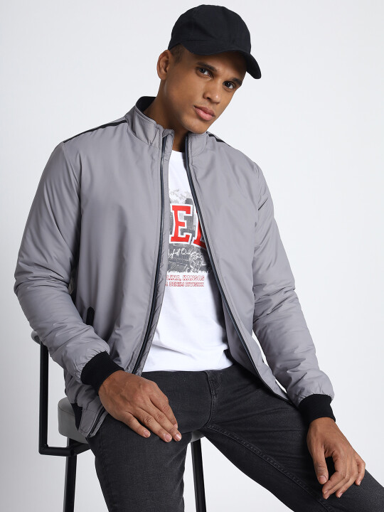 Buy Lee Men Solid Grey Regular Fit Jacket | Lee® India Official