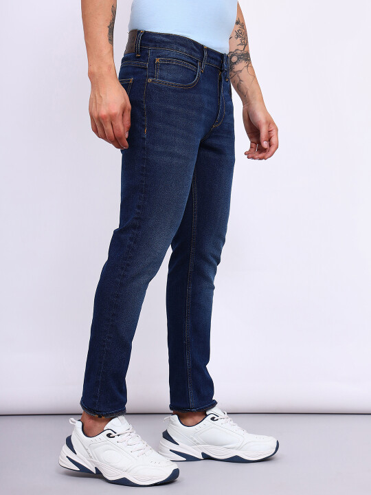 Buy Lee Mens Blue Fitted Fit High Rise pants Lee India Official Online Store