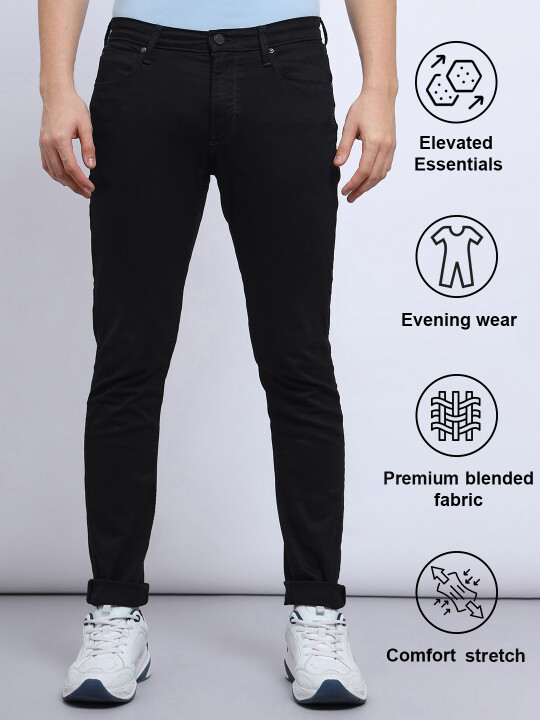 LEEページ Buy Lee Men Black Bruce Skinny Fit Mid Rise No Fade Jeans | Lee