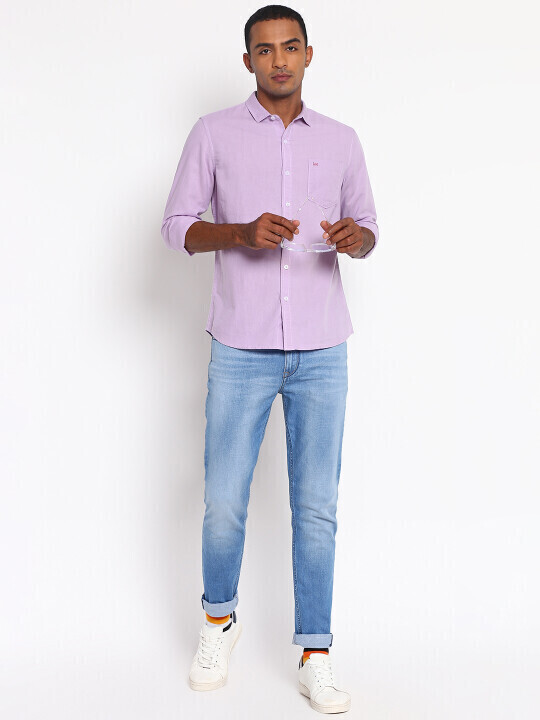 Buy Lee Men Solid Purple Slim Fit Shirt Lee® India Official