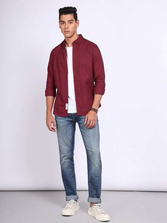 Buy Lee Men's Solid Red Shirts (Slim) Lee® India Official Online