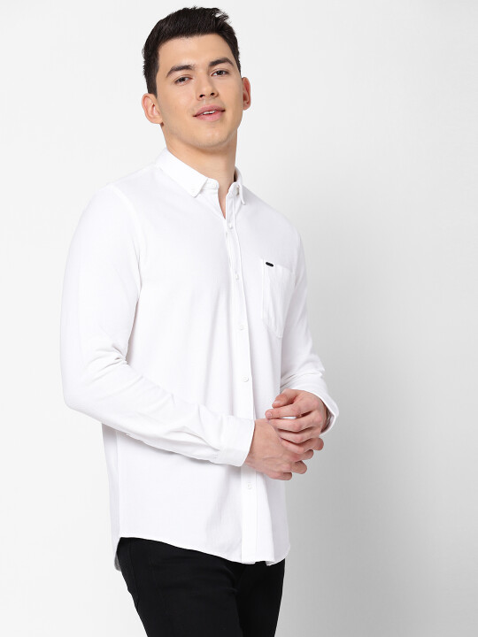 トップス PWA EXPLORERS L/S SHIRT White Bright White Formal Textured Premium Cotton Shirt For Men - Snitch