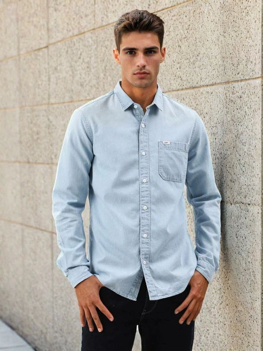 Buy Lee Men Solid Blue Slim Fit Shirt | Lee® India Official Online