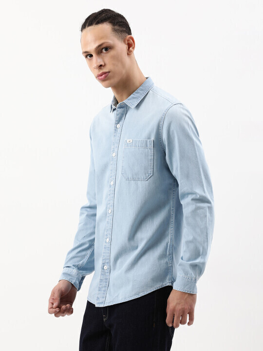 Buy Lee Men Solid Blue Slim Fit Shirt | Lee® India Official Online