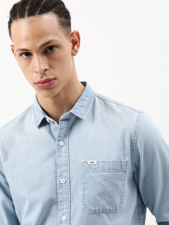 Buy Lee Men Solid Blue Slim Fit Shirt | Lee® India Official Online