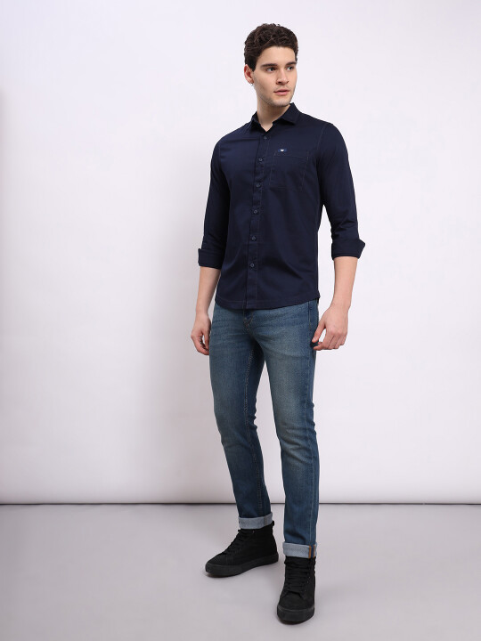 Buy Lee Men Solid Blue Slim Fit Shirt | Lee® India Official Online