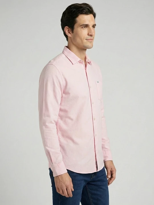 Buy Lee Men Solid Pink Slim Fit Shirt | Lee India Official Online Store