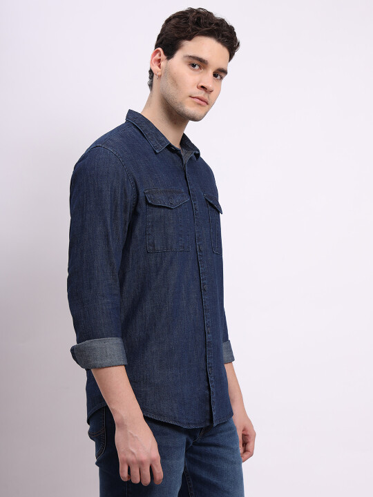 Buy Lee Men Solid Blue Regular Fit Shirt Lee® India Official