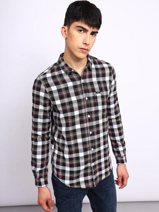 Buy Lee Men Checkered Black Regular Fit Shirt Lee® India