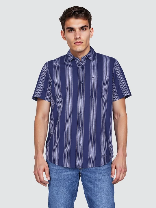 Buy Lee Men Striped Blue Regular Fit Shirt Lee® India Official