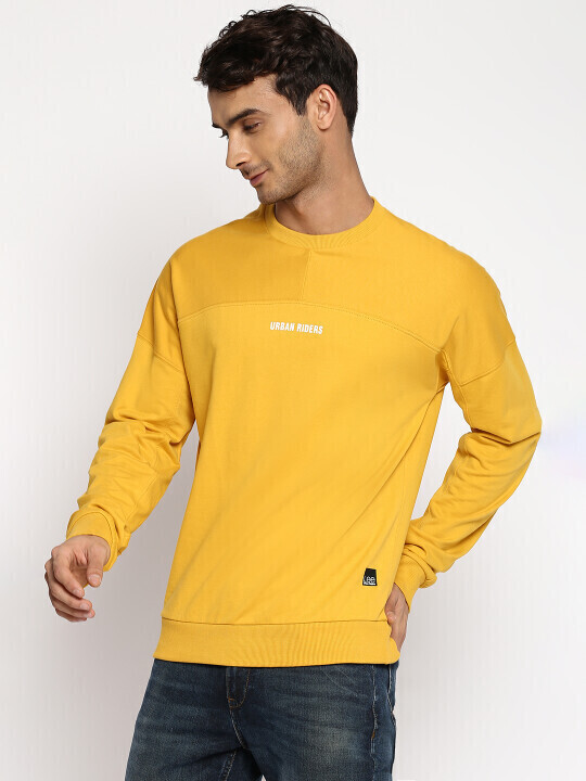 Buy Lee Men Printed Yellow Regular Fit Sweatshirt | Lee
