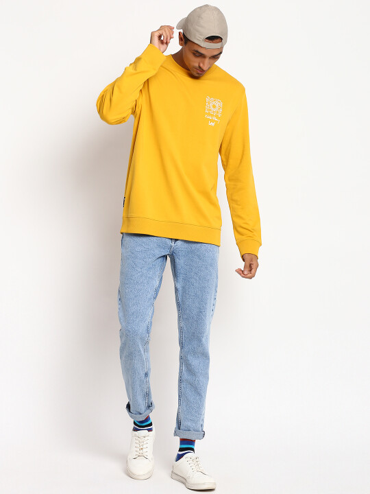 Buy Lee Men Solid Yellow Regular Fit Sweatshirt Lee® India