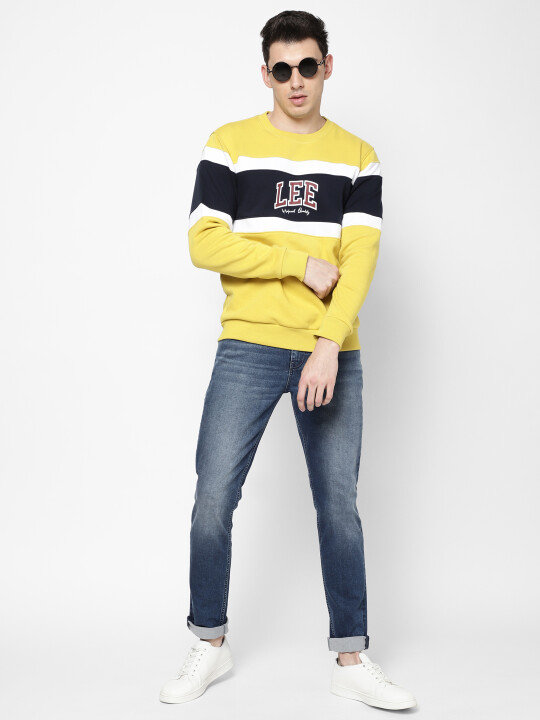 Buy Lee Men's Mustard Textured Sweatshirts Lee® India Official - Main Image