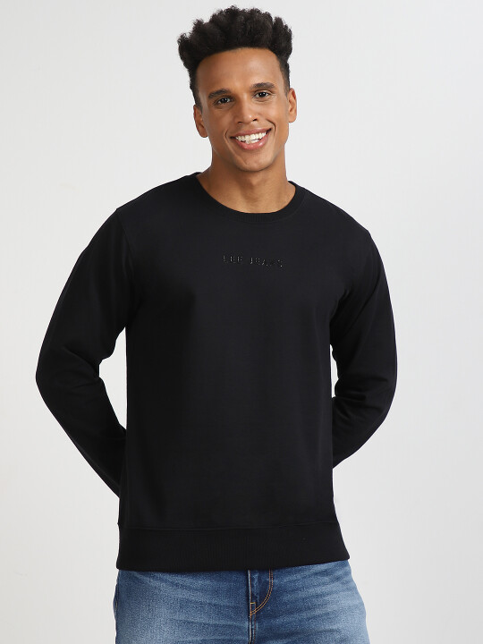 Black slim fit sweatshirt hotsell