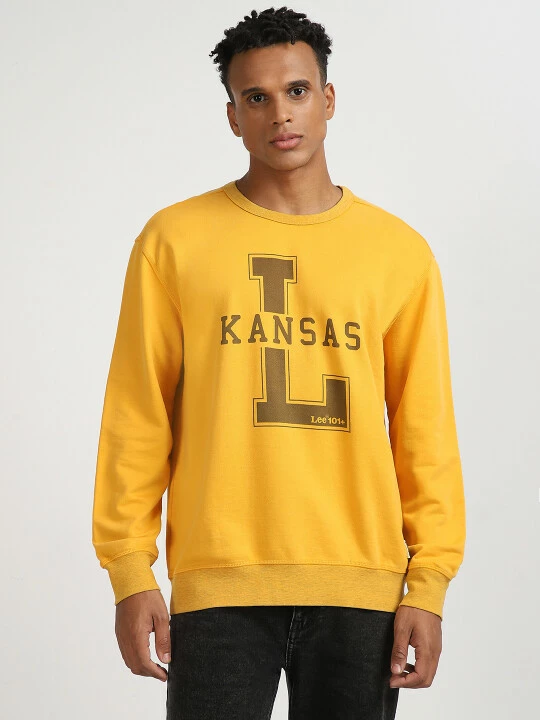 Buy Lee Men Graphic Yellow Comfort Fit Sweatshirt Lee® India