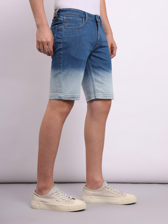 Buy Lee Men Blue Mid Rise Slim Fit Justin Shorts Lee® India
