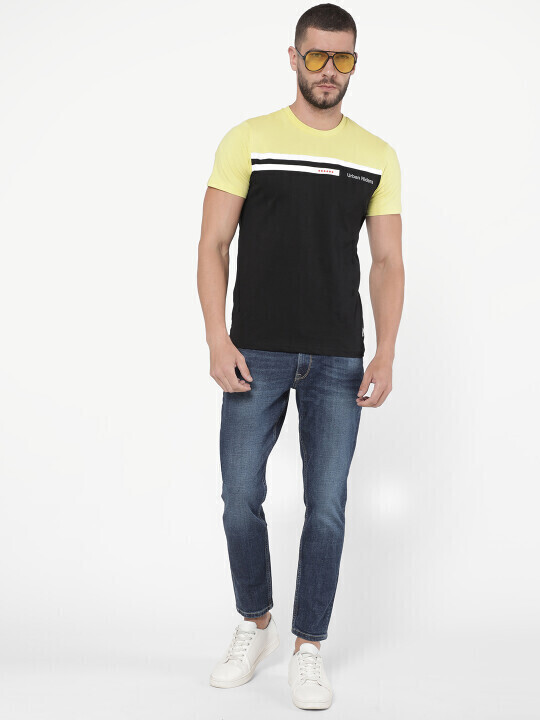 Buy Lee Men Lime Green Black Cut Sew Slim Fit T Shirt Lee