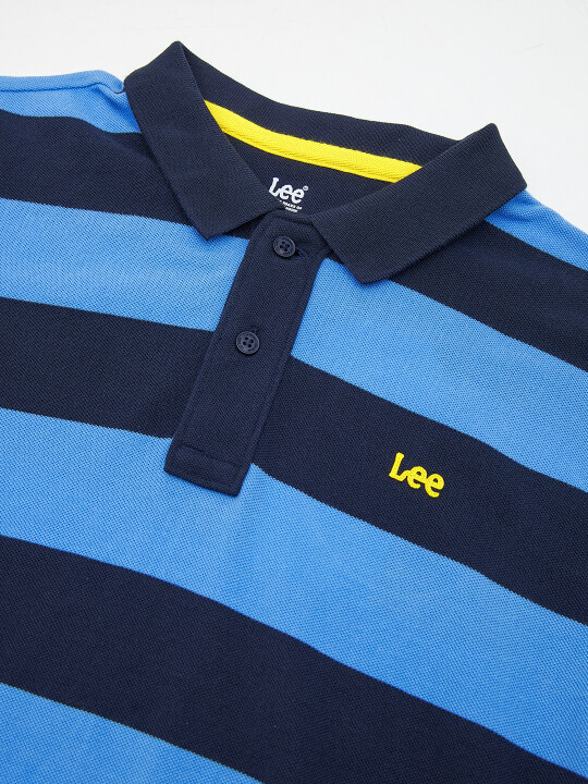 Buy Lee Men Striped Blue Polo Neck Slim Fit Tshirt | Lee
