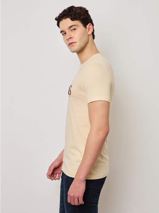 ◆LEE◆ Horseshoe graphic man to man beige Buy Lee Men Graphic Beige Crew Neck Slim Fit Tshirt | Lee