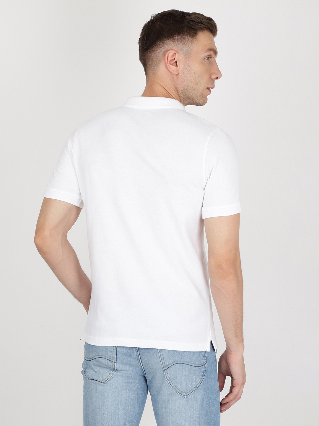 Buy Lee Men Solid White Polo Neck Slim Fit Tshirt Lee® India
