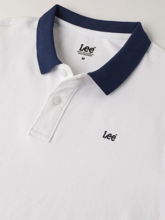 Lee Men's Solid White Polo T- Shirt (Slim)