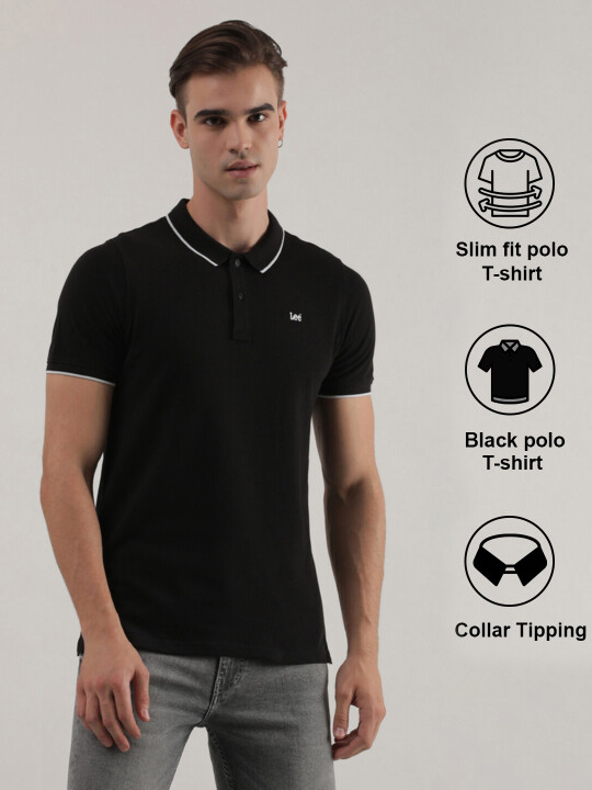 Mens black polo neck top best sale