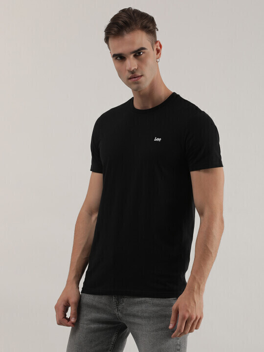 Buy Lee Men Solid Black Crew Neck Slim Fit Tshirt | Lee Buy Lee Men Solid Black Crew Neck Slim Fit Tshirt | Lee