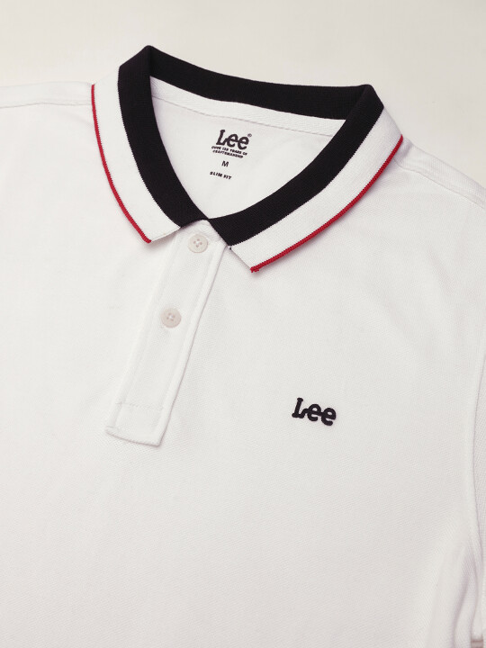 Buy Lee Men Solid White Polo Neck Slim Fit Tshirt Lee® India