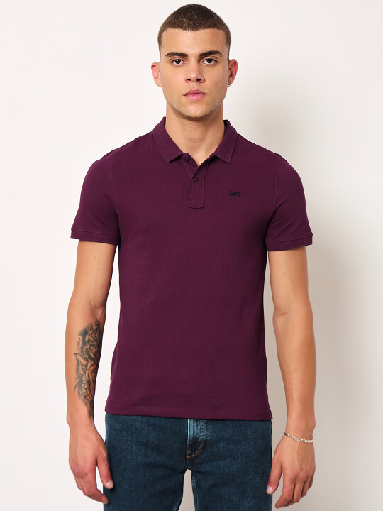 Buy Lee Men Solid Purple Polo Neck Slim Fit Tshirt Lee® India