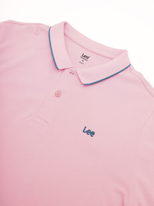Buy Lee Men Logo Pink Polo Neck Slim Fit Tshirt Lee® India