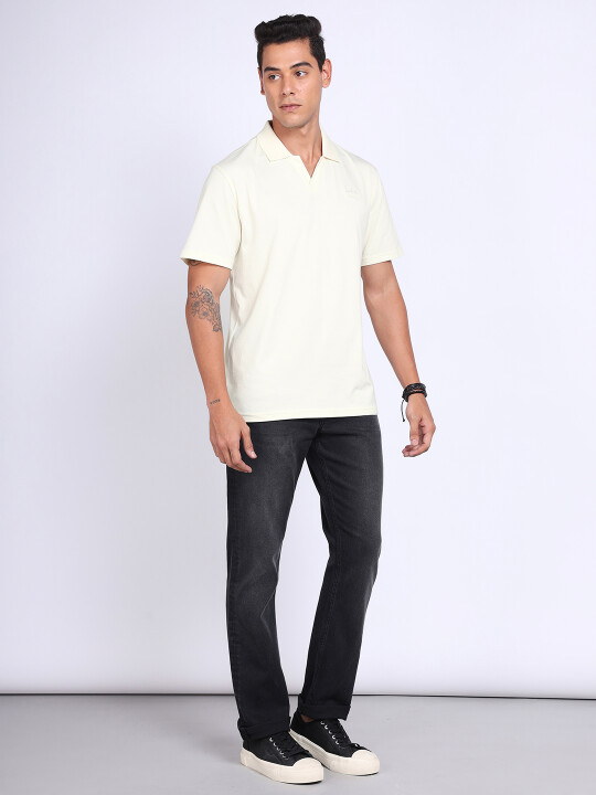 Buy Lee Men Solid White Polo Neck Comfort Fit Tshirt Lee® India