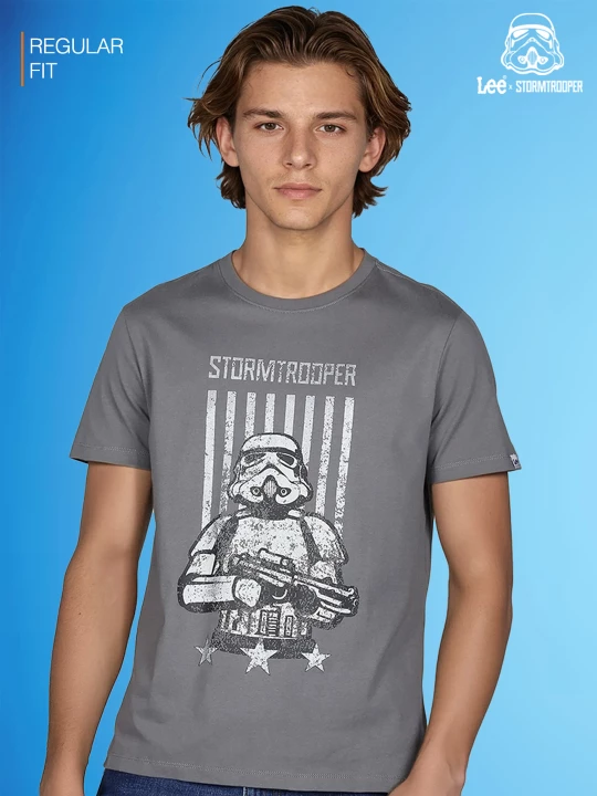 Buy Lee X Storm Trooper Men Graphic Print Grey Tshirts | Lee