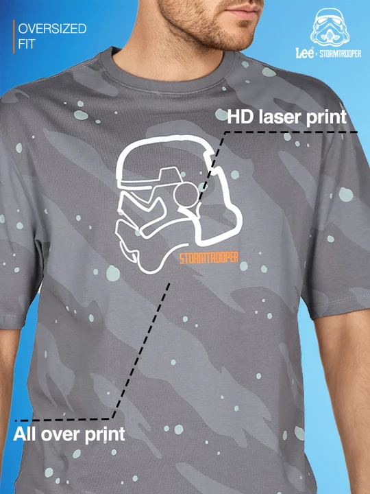 Buy Lee X Storm Trooper Men Graphic Print Grey Tshirts | Lee
