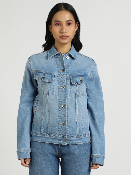 Buy Lee Women Solid Blue Regular Fit Jacket | Lee® India Official