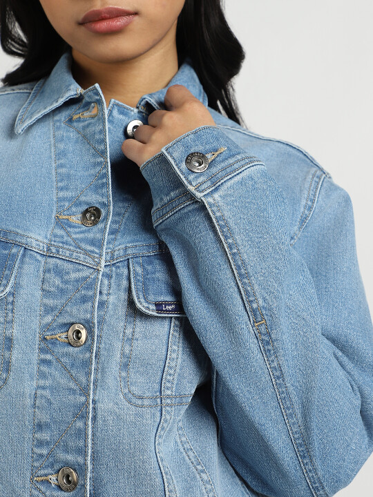 Buy Lee Women Solid Blue Regular Fit Jacket | Lee® India Official