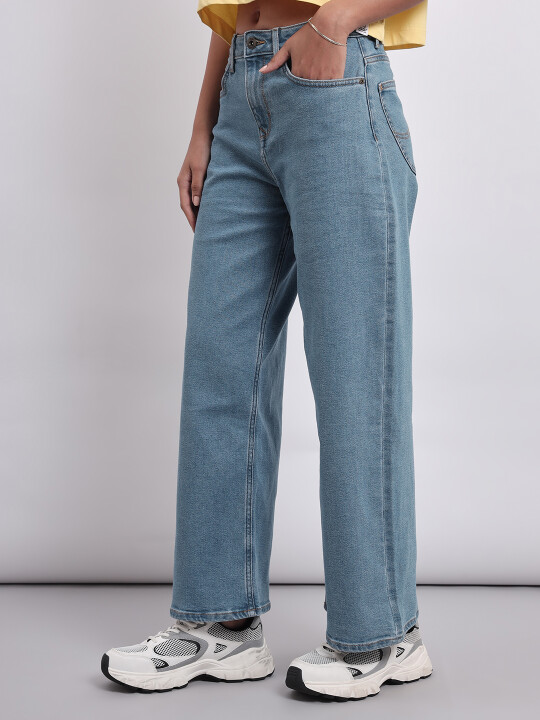 Buy Lee Women Blue Stella A Line Wide Leg Fit Jeans Lee® India