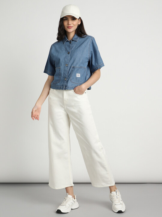 Buy Lee Women White Stella A Line Wide Leg Fit Jeans Lee® India