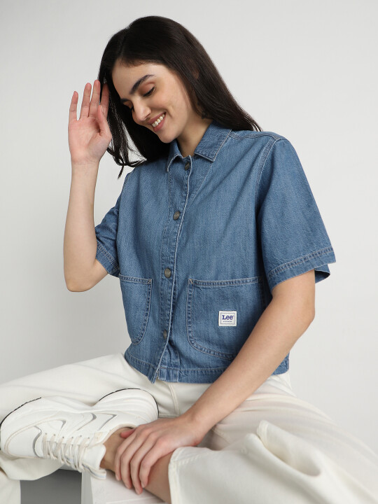 pp closet BIO BLEACH DENIM SHIRT 34 pp closet BIO BLEACH DENIM SHIRT 34