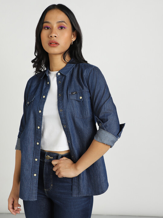 Buy Lee Women Solid Blue Regular Fit Shirt Lee® India Official