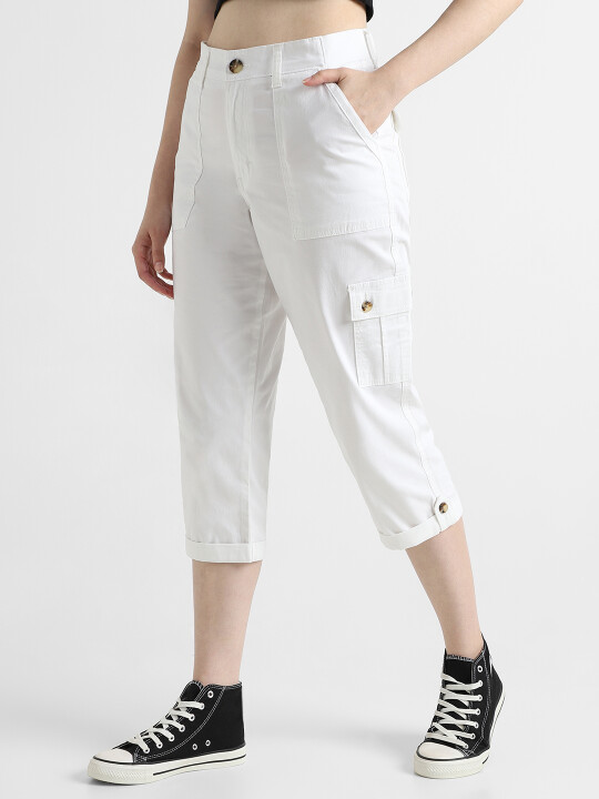 Buy Lee Women White Mid Rise Comfort Fit Capris Lee® India