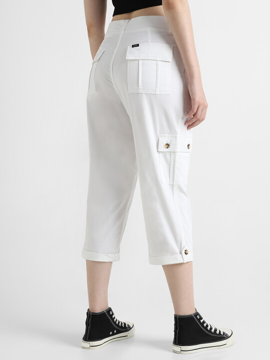 Buy Lee Women White Mid Rise Comfort Fit Capris Lee® India