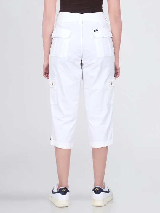 Buy Lee Women White Mid Rise Comfort Fit Capris Lee® India