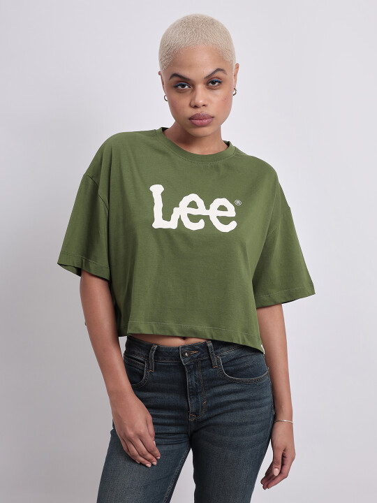 売れ筋商品|||グラマラス Tシャツ レディース トップス VOLUMINOUS CROP - Basic T-shirt - green ditsy グラマラス Tシャツ レディース トップス 窪み VOLUMINOUS CROP