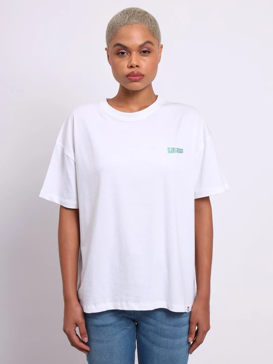 Buy Lee Women Back Print White Crew Neck Tshirt | Lee® India