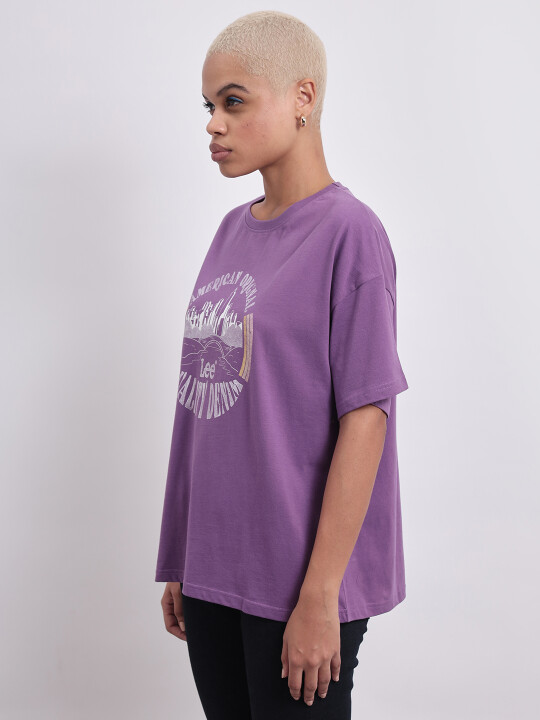 Buy Lee Women Graphic Print Purple Crew Neck Tshirt | Lee