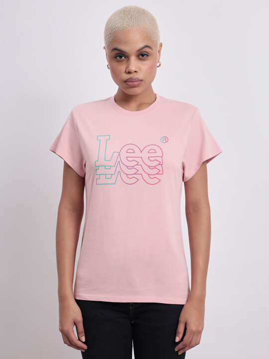 lohen HALF SLEEVE T-SHIRT Tシャツ ピンク Pink Cotton Shrunken Logo Tee in LIGHT PINK | alexanderwang®